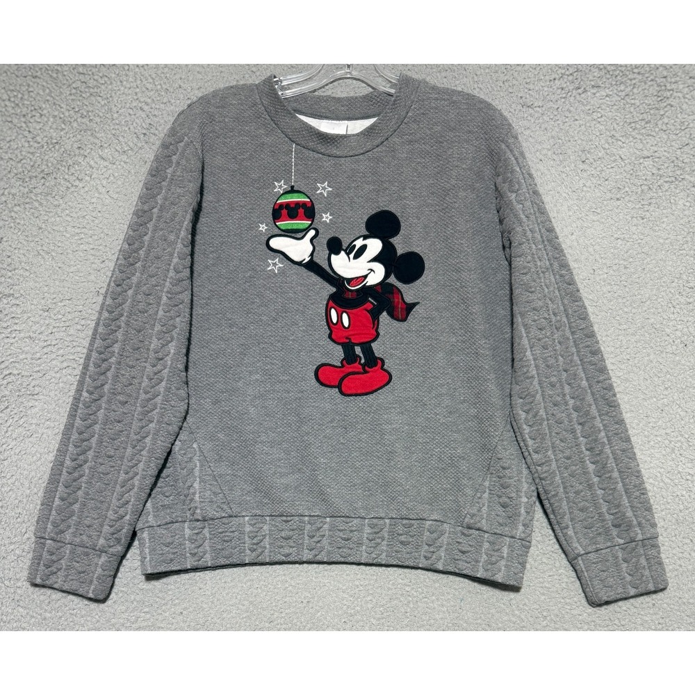Disney Mickey Mouse Christmas Sweater Size Small Gray